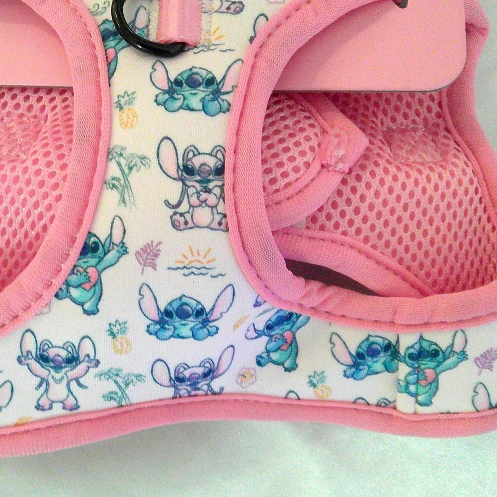 Disney Sassy Meow Pink “Stitch” Step In Harness (M), Collar w/Matching Leash 6ft